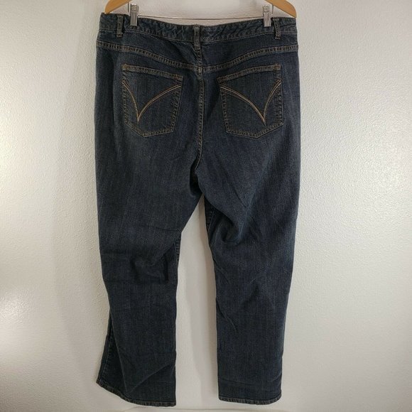 Venezia Womens Straight Leg Jeans Blue Stretch Dark‎ Wash Faded Denim Plus 40x31 - Picture 6 of 10